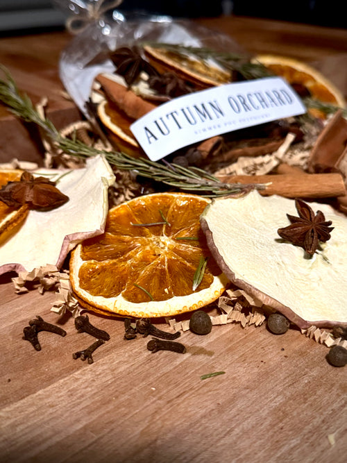Dried orange, apple, star anise, cloves and rosemary in Autumn Orchard stovetop potpourri
